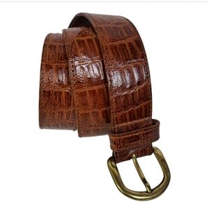 Benetton Vintage-Style Croc Embossed Leather Belt